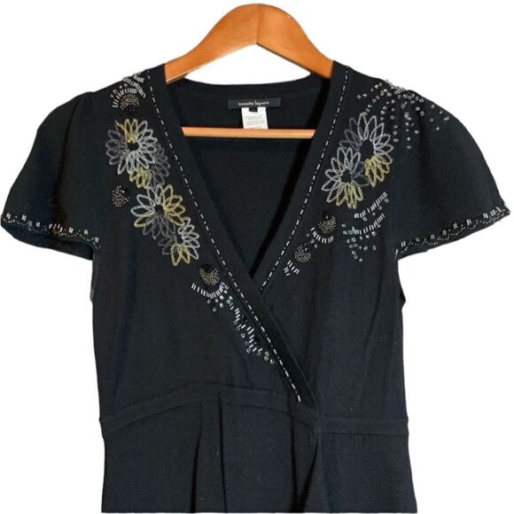 Nanette Lepore 100% merino wool beaded dress. Size small - Picture 2 of 8